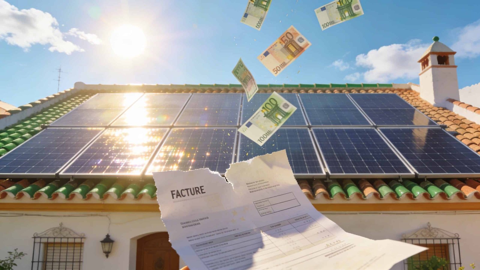 Vivienda andaluza con placas solares fotovoltaicas generando ahorro en factura de la luz