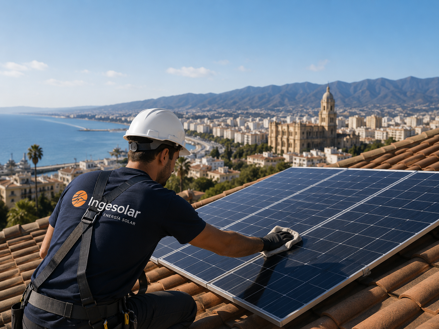 Mantenimiento de placas solares en Málaga realizado por técnico de Ingesolar